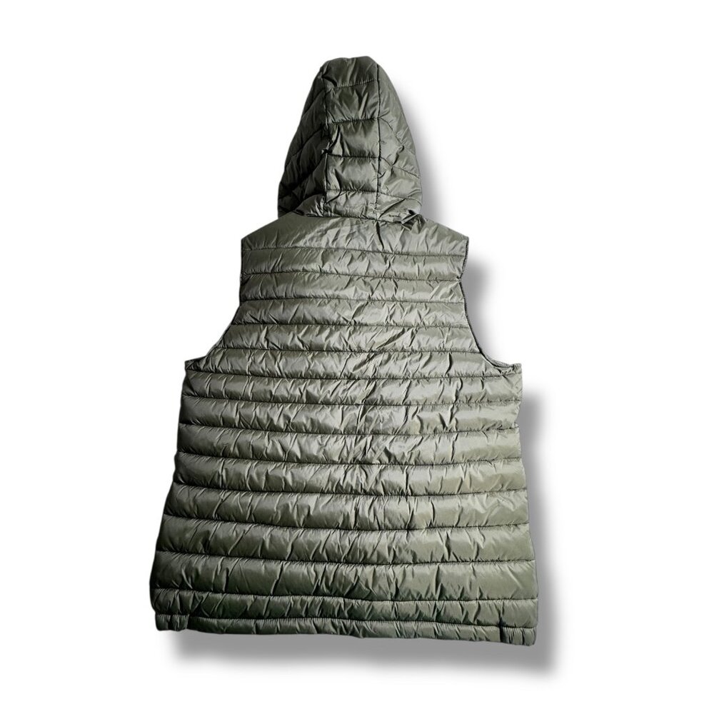 Guess Green Full Zip Hooded Light Puffer Vest Women Pockets 90s Atheleisure - Picture 4 of 9